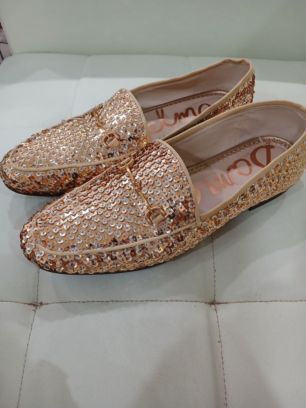 Sam Edelman Rose Gold Sequin Loafers
